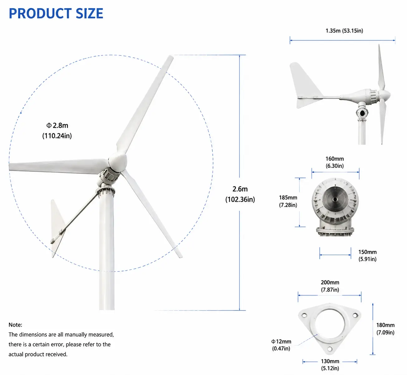 1000W Horizontal Axis Wind Turbine